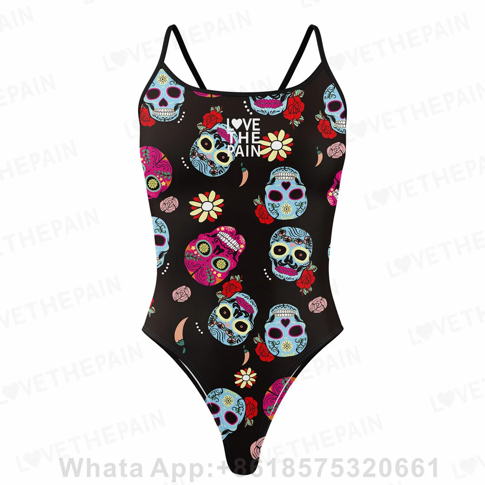 Love The Pain One Piece Swimsuit Thin Straps Versatile V-back Women's Swimwear Bikini Sexy Sports Triathlon Training Swimsuit thumbnail 2