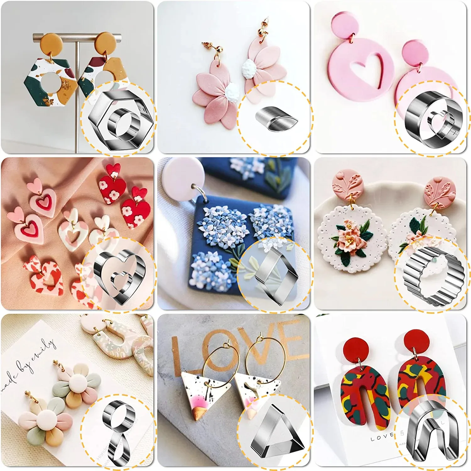 Polymer Clay Cutters for Earrings Making Stainless Steel Mold Handmade Tool Pottery Diy Ceramic Craft Designer Jewelry Supplies thumbnail 6