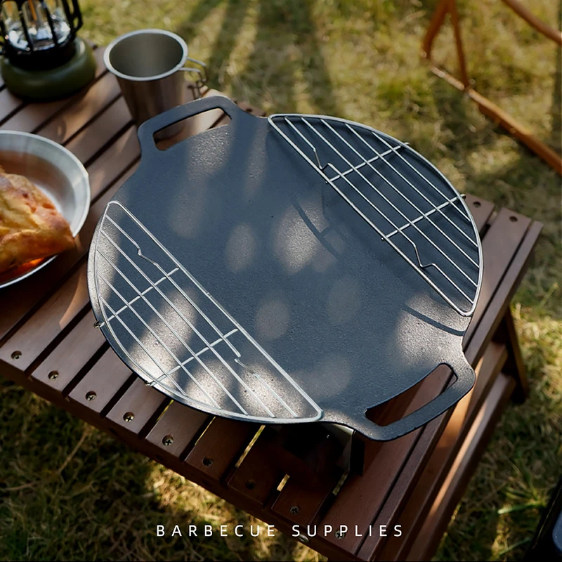 Outdoor Barbecue Net Steam Rack Stainless Steel Camping Barbecue Frying Pan Barbecue Meat Drain Anti Scorching Grill thumbnail 6