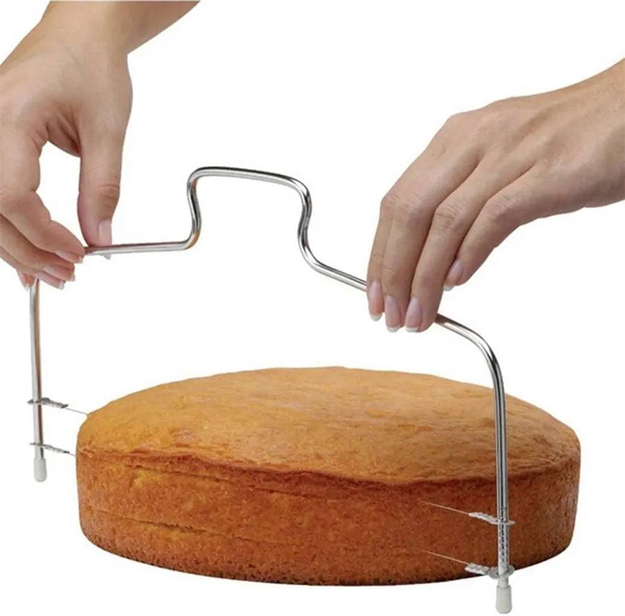Double Wire Adjustable Cakes Cutter Stainless Steel Cupcakes Levelers Fondant Leveling Layer Slicer Baking Decorating Tool thumbnail 2
