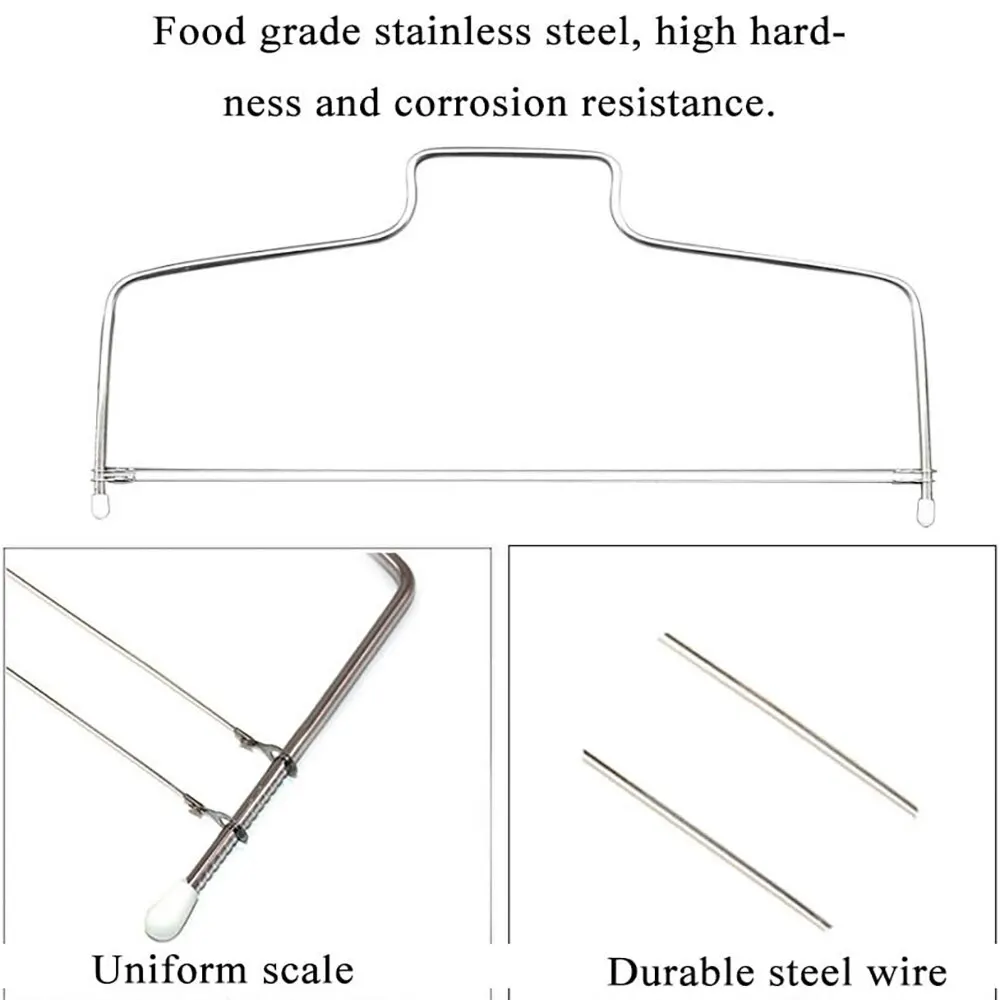 Double Wire Adjustable Cakes Cutter Stainless Steel Cupcakes Levelers Fondant Leveling Layer Slicer Baking Decorating Tool thumbnail 5