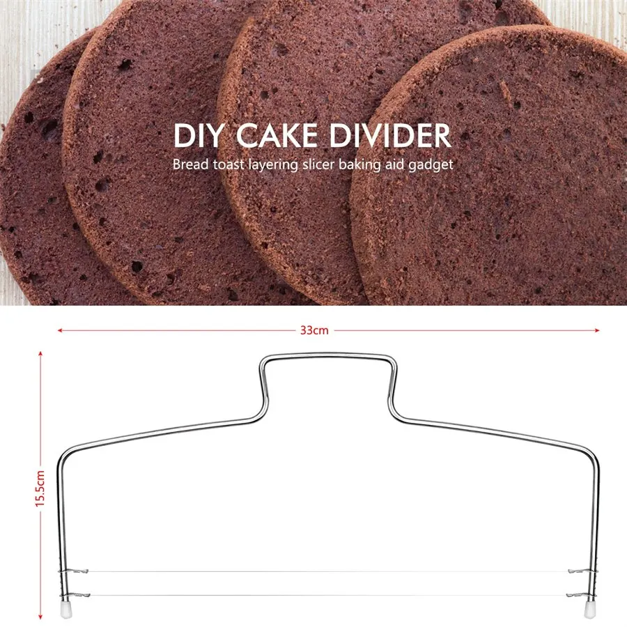 Double Wire Adjustable Cakes Cutter Stainless Steel Cupcakes Levelers Fondant Leveling Layer Slicer Baking Decorating Tool thumbnail 6