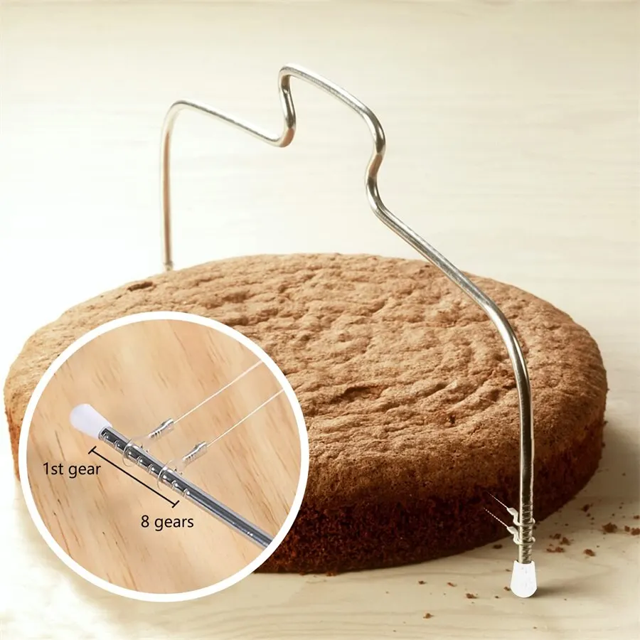 Double Wire Adjustable Cakes Cutter Stainless Steel Cupcakes Levelers Fondant Leveling Layer Slicer Baking Decorating Tool thumbnail 3