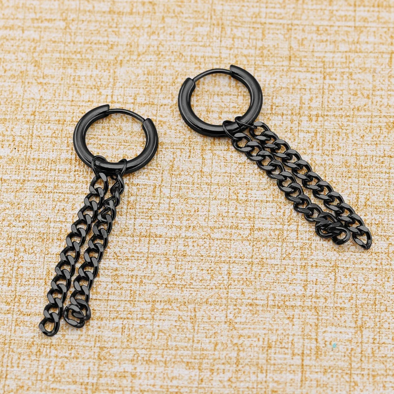 1 Pairs Punk Stainless Steel Stud Earrings Black Earrings Set For Men Women Vintage Hip Hop Piercing Ear Jewelry Accessories thumbnail 6