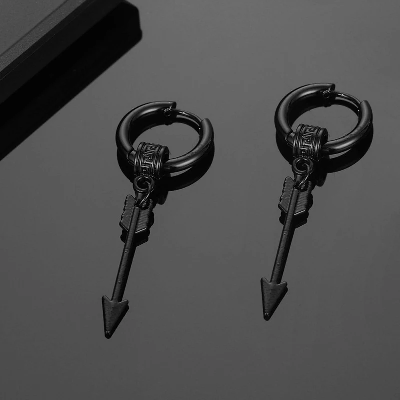 1 Pairs Punk Stainless Steel Stud Earrings Black Earrings Set For Men Women Vintage Hip Hop Piercing Ear Jewelry Accessories thumbnail 4