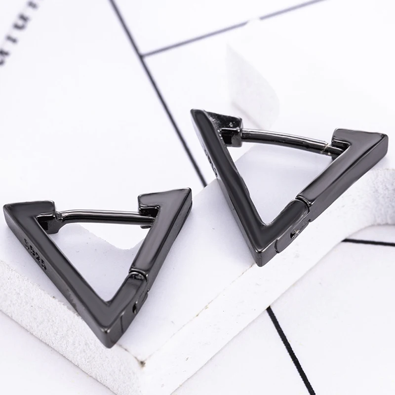 1 Pairs Punk Stainless Steel Stud Earrings Black Earrings Set For Men Women Vintage Hip Hop Piercing Ear Jewelry Accessories thumbnail 2