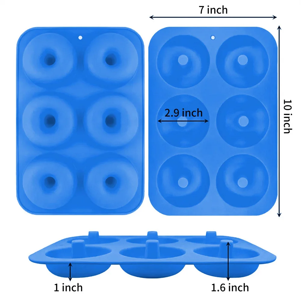 Heat Resistant Silicone Donut Mold for 6 Doughnuts Food Grade Silicone Bagels Pan for Baking Non Stick Mini Cupcake Mould thumbnail 5