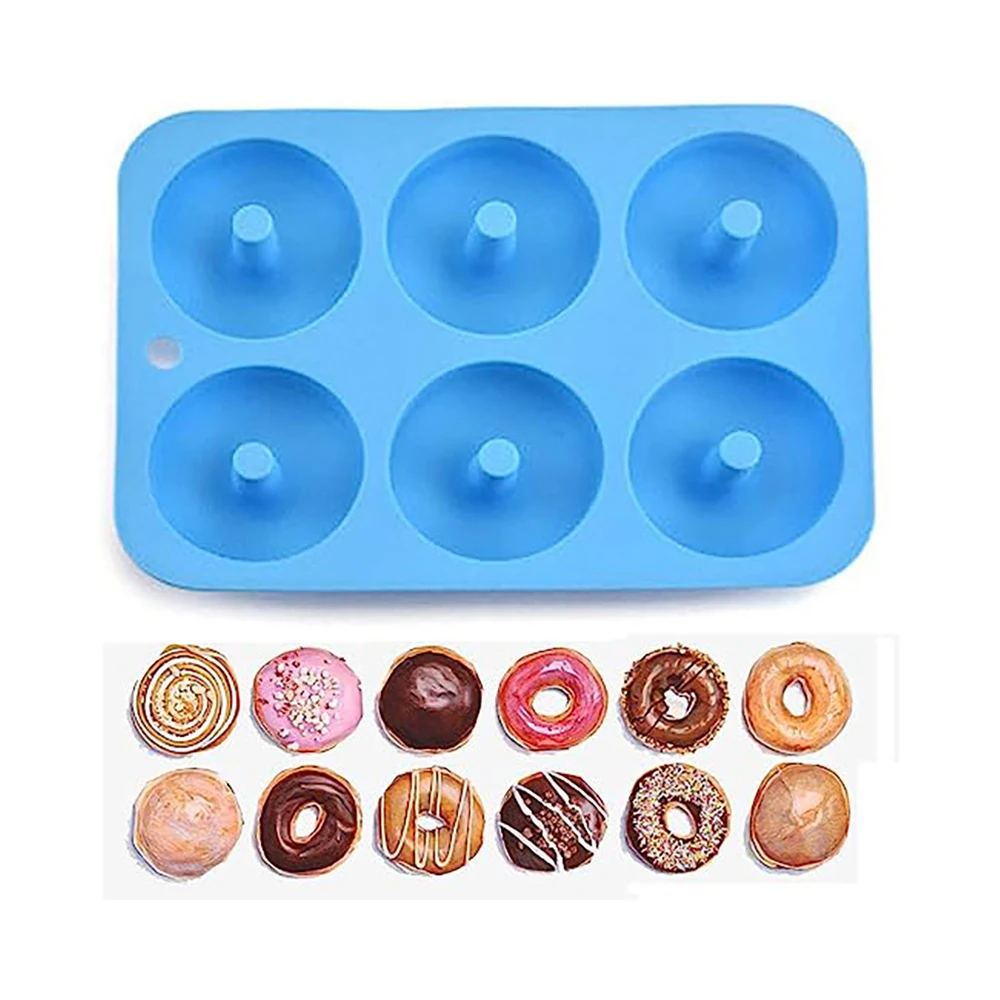 Heat Resistant Silicone Donut Mold for 6 Doughnuts Food Grade Silicone Bagels Pan for Baking Non Stick Mini Cupcake Mould thumbnail 2