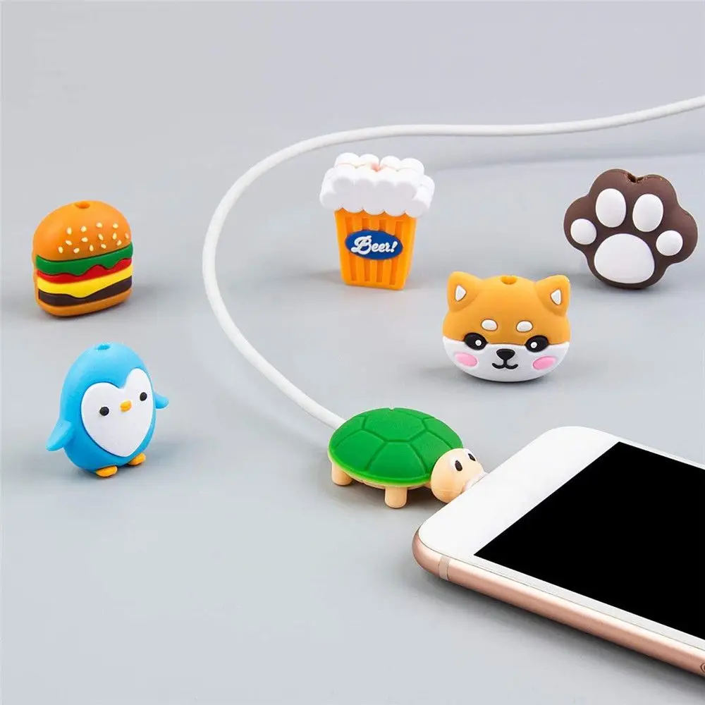 Cartoon 1 Pcs Mini USB Cable Protector Data Line Cord PVC Winder Cover For iPhone Android Charging Cable Protective Case thumbnail 3