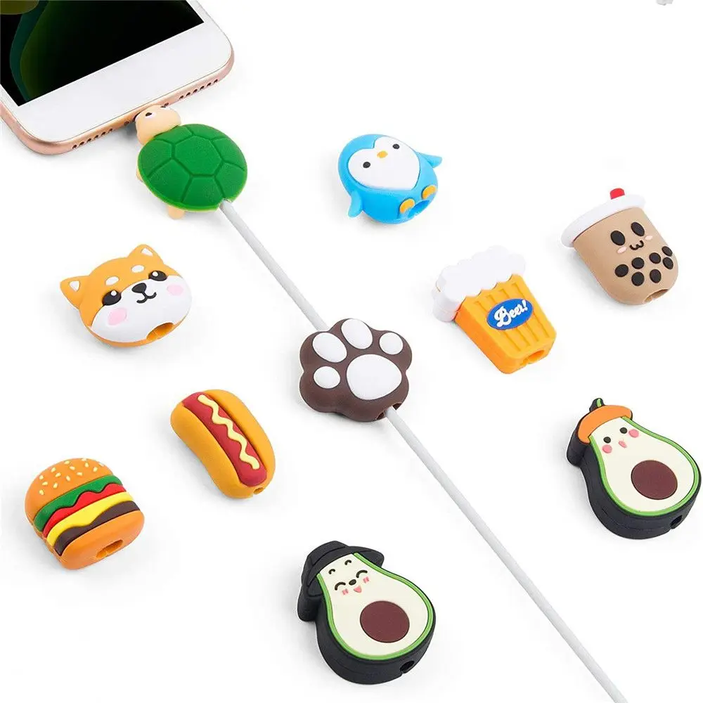 Cartoon 1 Pcs Mini USB Cable Protector Data Line Cord PVC Winder Cover For iPhone Android Charging Cable Protective Case thumbnail 5