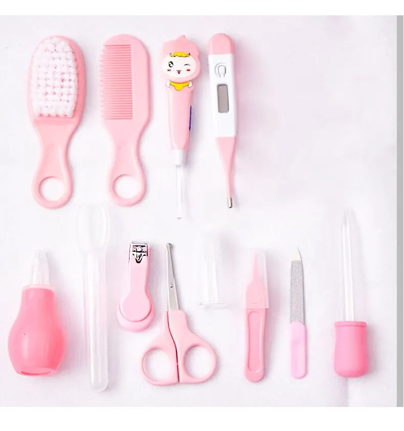 12 PCs Baby Care Kit Kids Hair Nail Healthcare Thermometer Grooming Brush Kit Clipper Scissors Kid Toiletries thumbnail 4