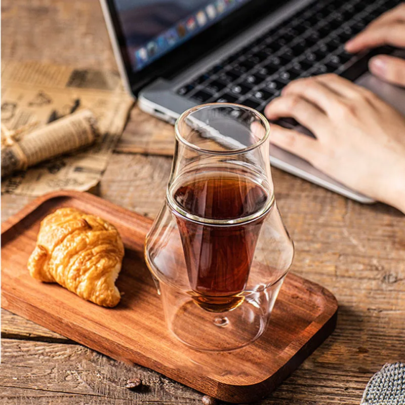 120/250/335ml Double-layer Glass Cup Hanging Ear Espresso Coffee Cup Anti-scalding Milk Brandy Wine Teacup Clear Mug Set 1/2pcs thumbnail 5