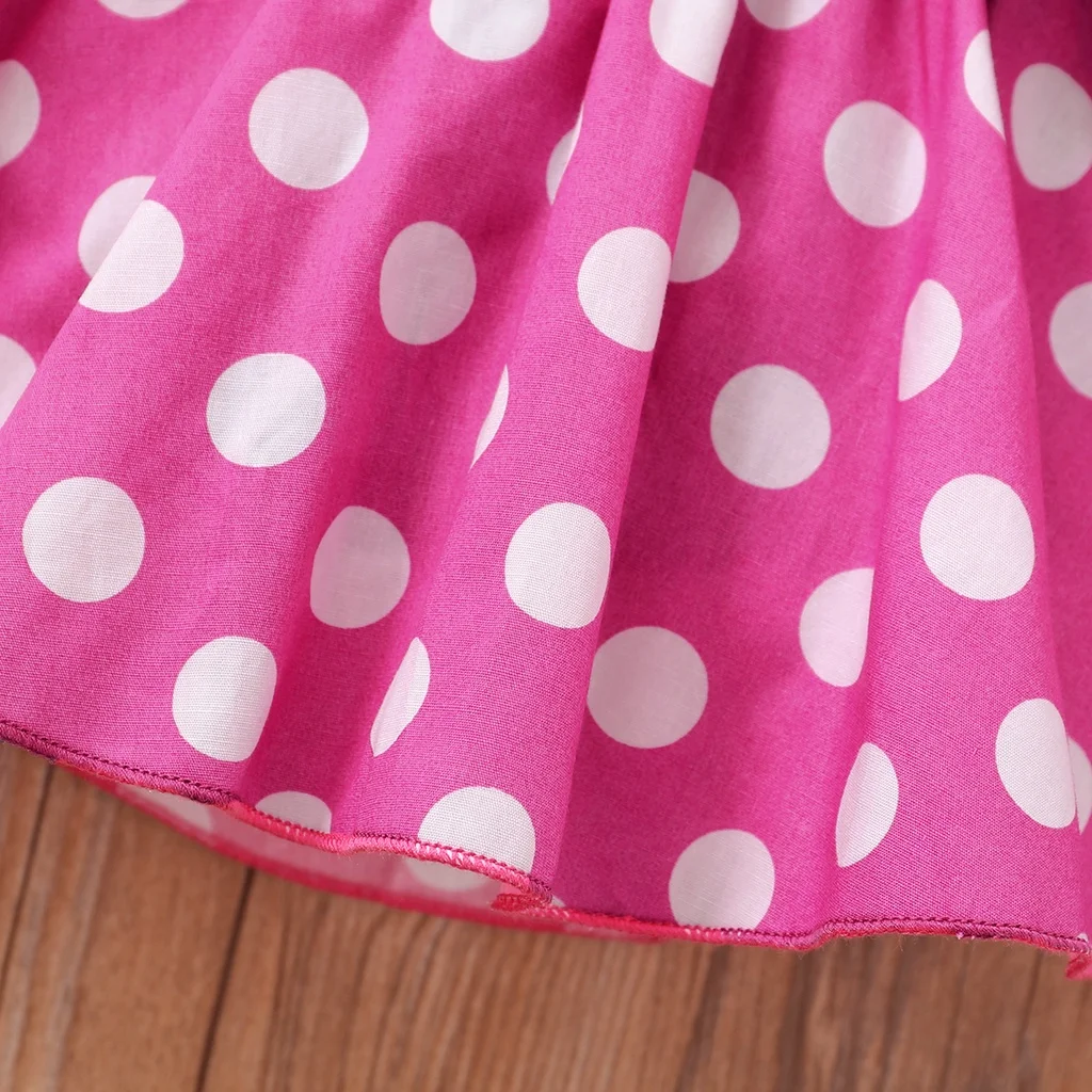 1-3Y Toddler Baby Girls Cute Dress Set Kid Costumes Short Sleeve Black T-shirt + Polka Dot Suspender Skirt Holiday Party Outfit thumbnail 6
