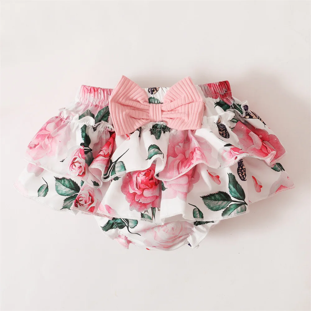 0-18Months Toddler Baby Girl 3Pcs Costumes Set Newborn Baby Girl Ruffle Short Sleeved Romper + Short Pants Skirt Infant Girl Set thumbnail 6