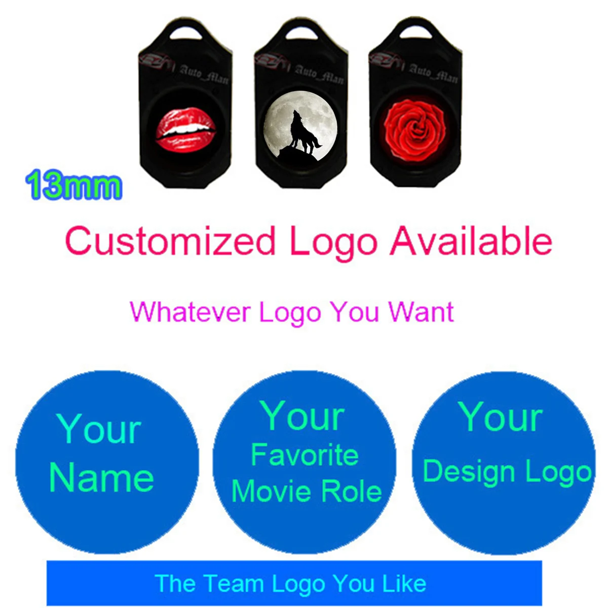 2Pcs Your Customized Logo 13mm Films for Car Door Wireless Cigarette Logo Light & Projector Logo Light