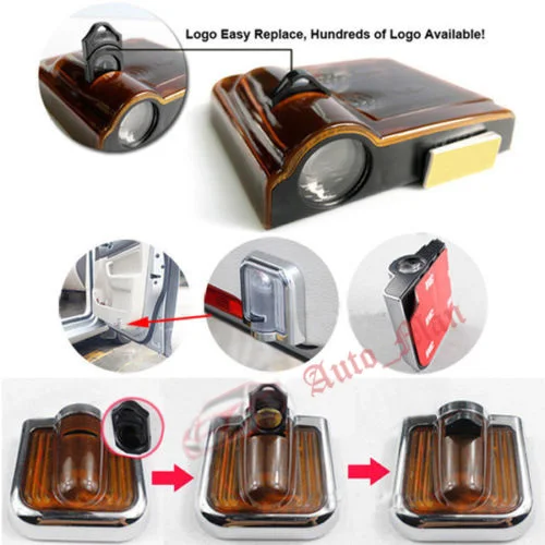 2Pcs Your Customized Logo 13mm Films for Car Door Wireless Cigarette Logo Light & Projector Logo Light thumbnail 2