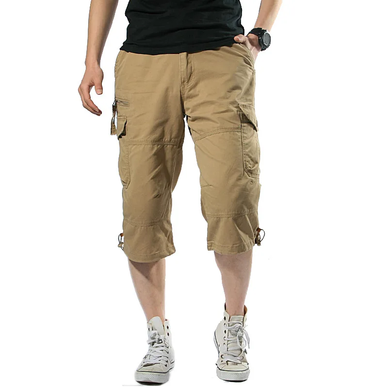 Long Length Cargo Shorts Men Summer Multi-Pocket Casual Cotton Elastic Capri Pants Men Military Tactical Short Hot Breeches 5XL thumbnail 2