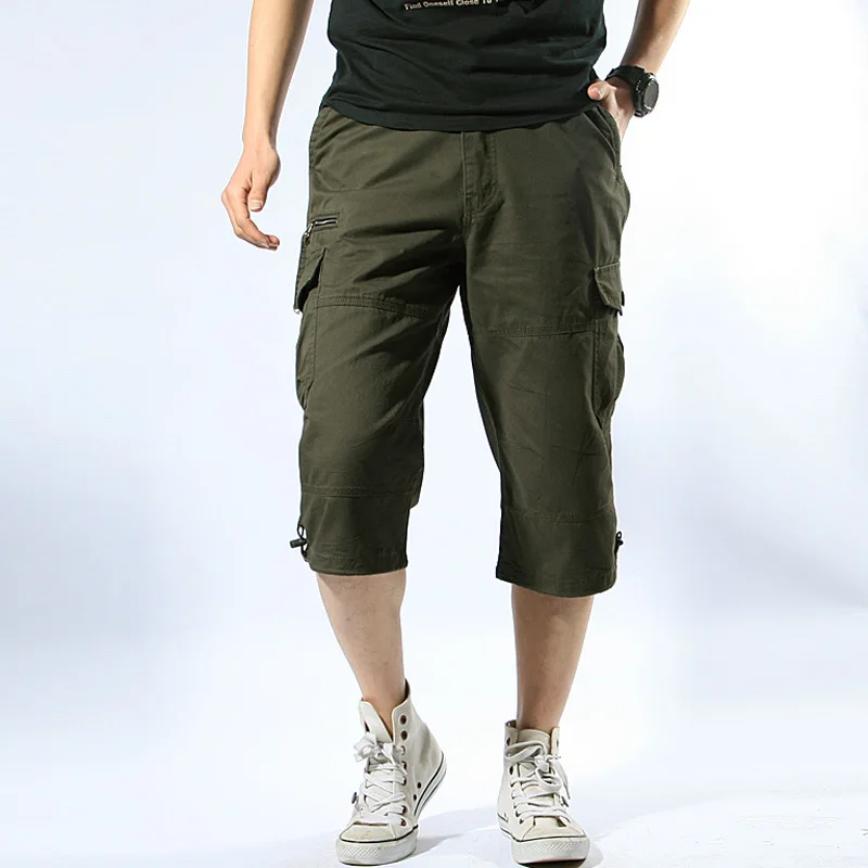 Long Length Cargo Shorts Men Summer Multi-Pocket Casual Cotton Elastic Capri Pants Men Military Tactical Short Hot Breeches 5XL thumbnail 6