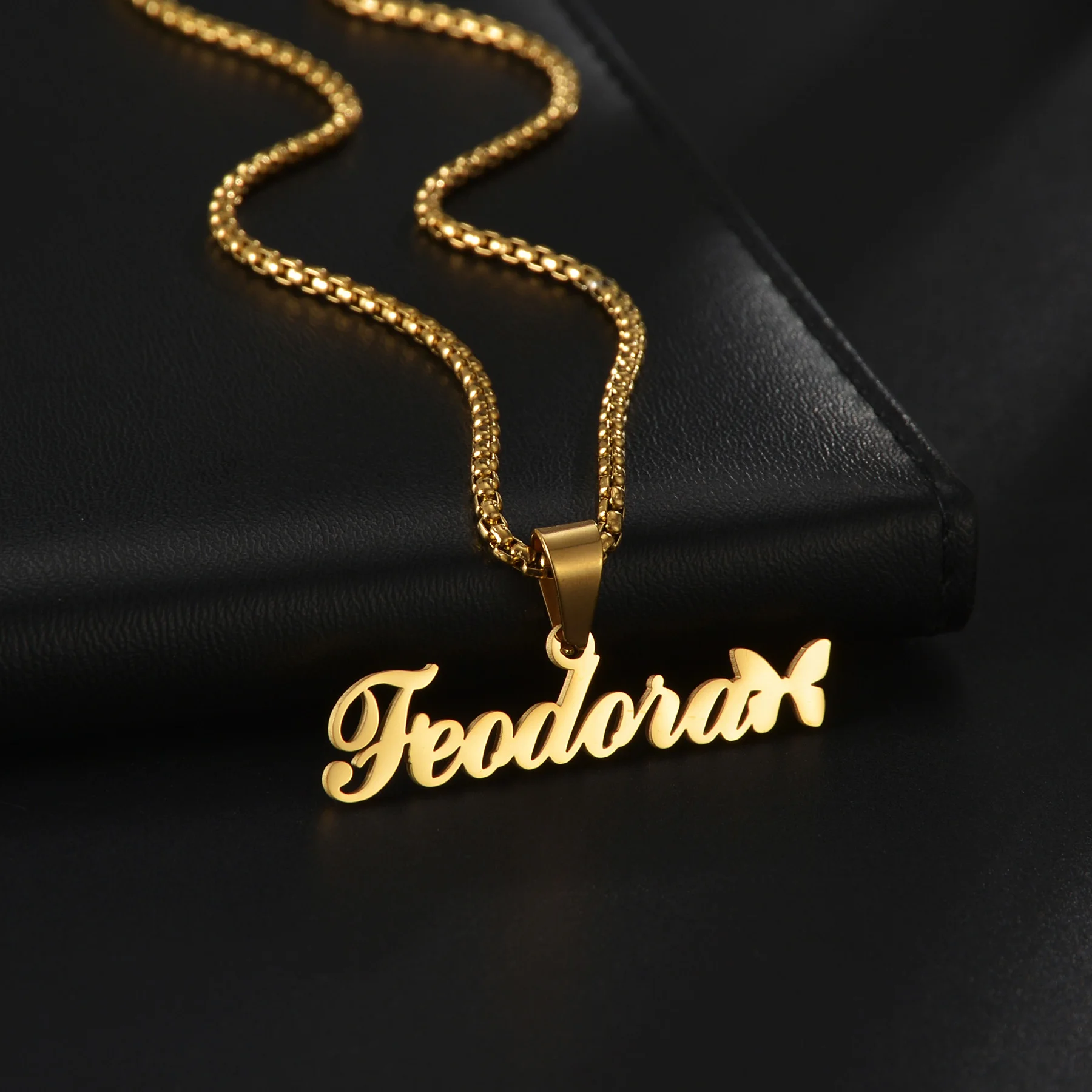 Atoztide LC Personalized Custom Names Pendant Necklace Stainless Steel Cuban Thick Chain for Men Women Birthday Jewelry Gift thumbnail 5
