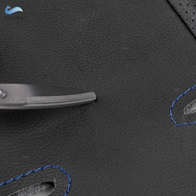 For VW Golf 4 MK4 Bora 1997-2004 Passat B5 1997-2002 Seat Leon MK1 1998-2004 Car Steering Wheel Leather Cover Trim blue strip thumbnail 4
