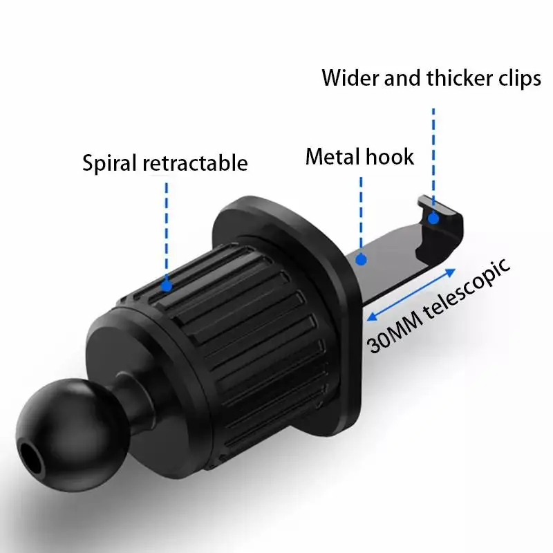 SEAMETAL Universal Car Air Vent Clip Mount 17mm Ball Head Base Spiral Hook for Car Air Outlet Mobile Phone Holder for GPS Stand thumbnail 2