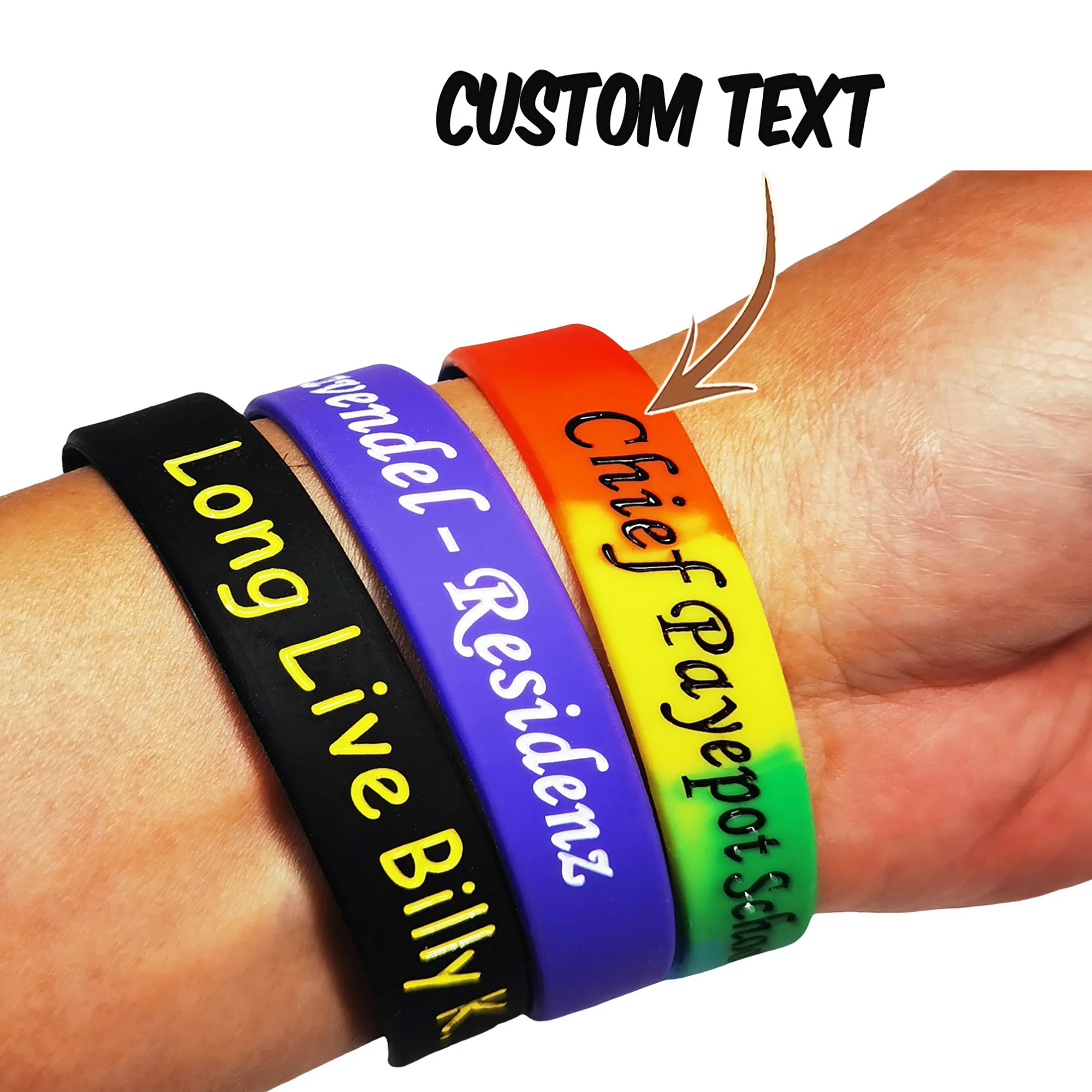 Custom Silicone Wristbands Personalized Text Debossed Rubber Bracelets for Motivation, Party Favors, Fundraisers, Birthday