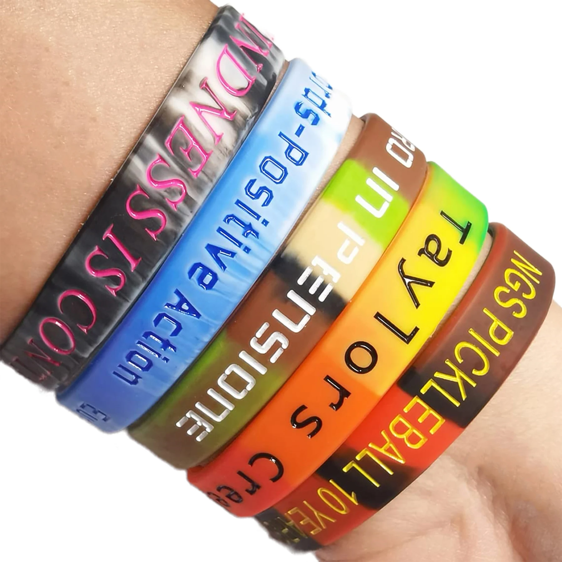 Custom Silicone Wristbands Personalized Text Debossed Rubber Bracelets for Motivation, Party Favors, Fundraisers, Birthday thumbnail 6