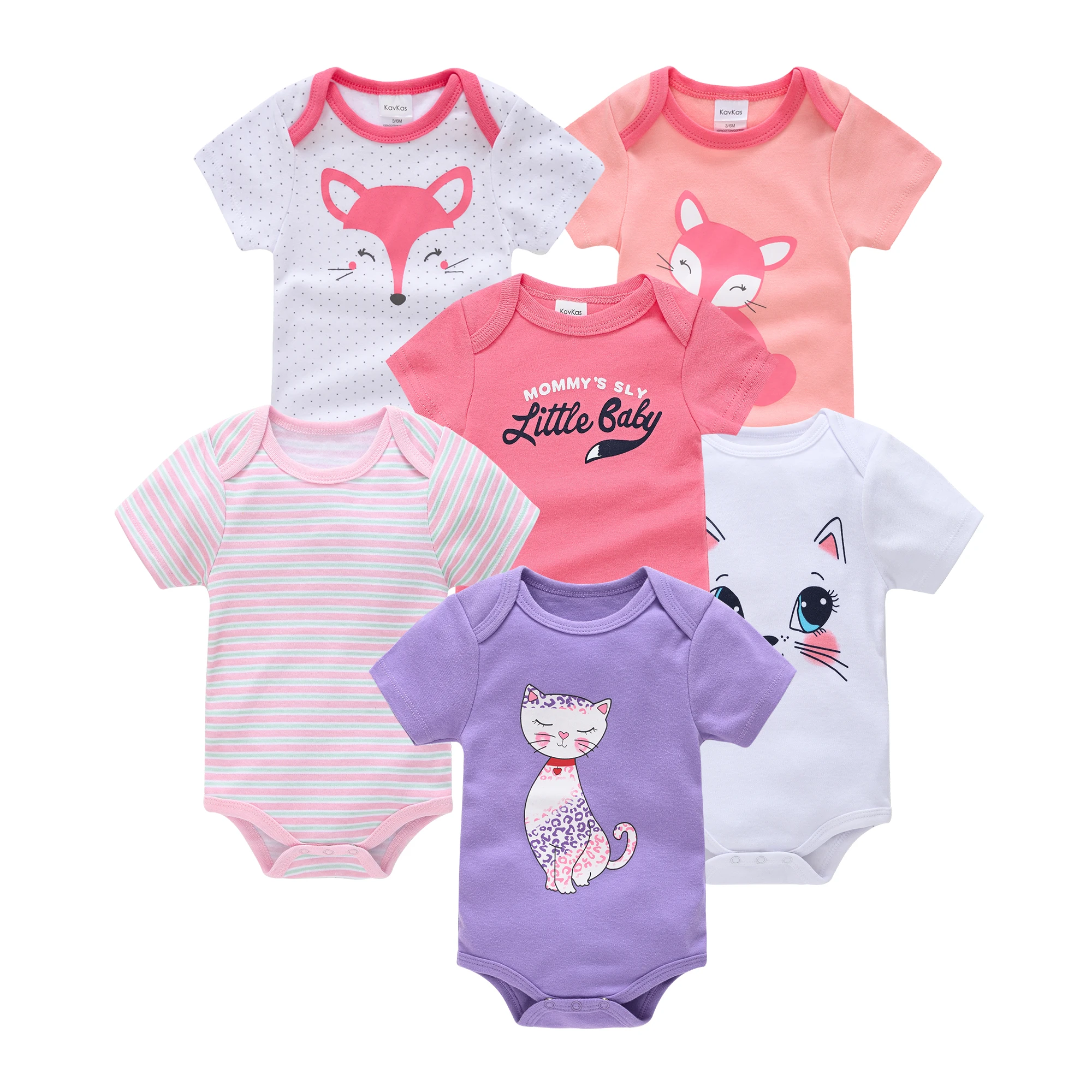 3/6 pcs a lot Baby Girls Clothes  pour nouveaux Cotton Short Sleeve Girl Bodysuit 0-12 Months Newborn Boys Clothing Toddler thumbnail 4