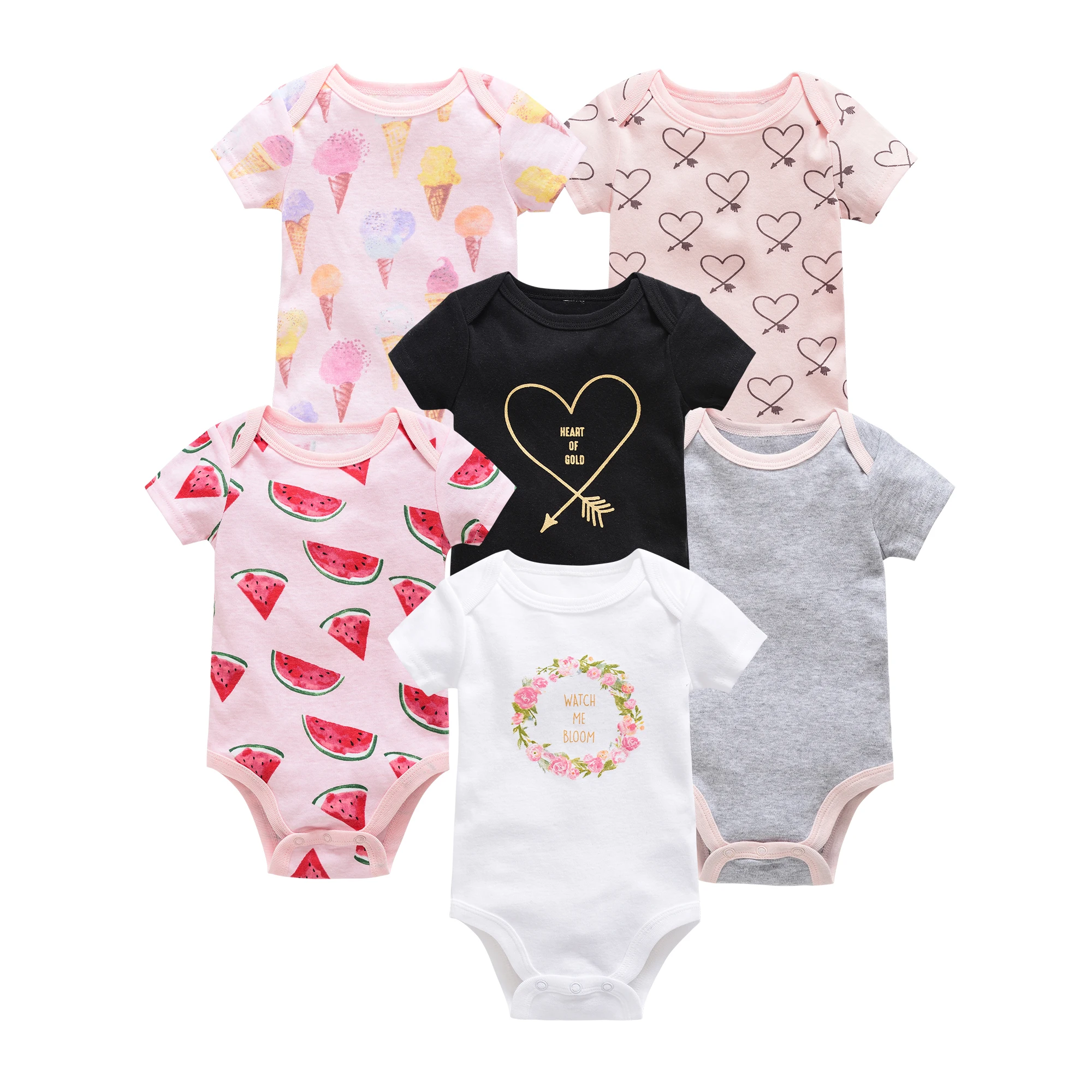 3/6 pcs a lot Baby Girls Clothes  pour nouveaux Cotton Short Sleeve Girl Bodysuit 0-12 Months Newborn Boys Clothing Toddler thumbnail 5