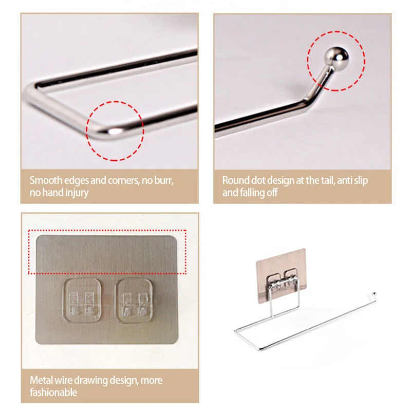 1/2pcs Kitchen Paper Holder Towel Hook Toilet Paper Holder Towel Rack Stand Storage Rack Shelf Tissue Holder Bathroom Organizer thumbnail 6