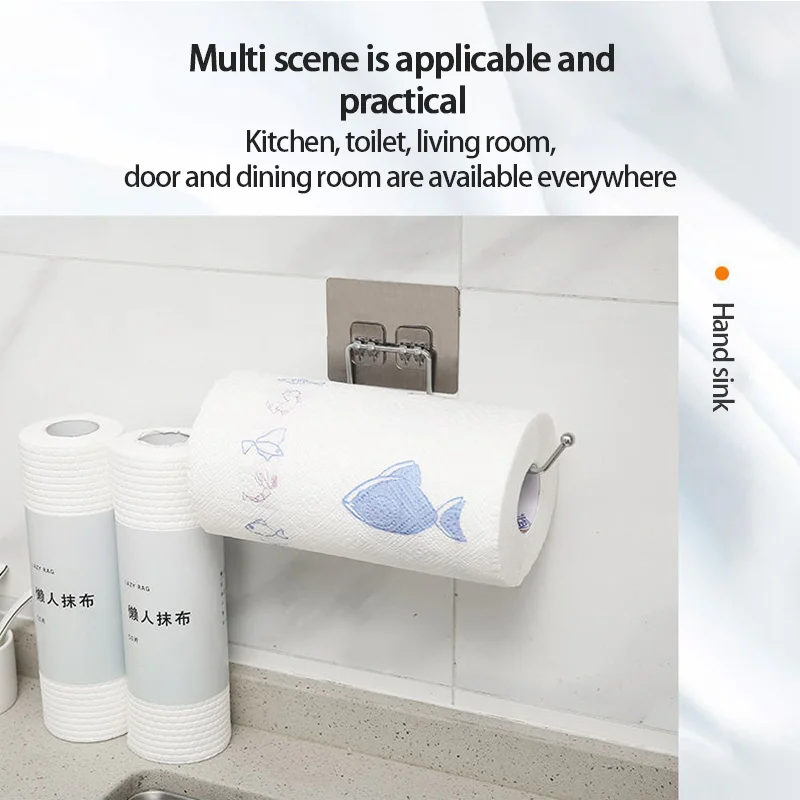1/2pcs Kitchen Paper Holder Towel Hook Toilet Paper Holder Towel Rack Stand Storage Rack Shelf Tissue Holder Bathroom Organizer thumbnail 4