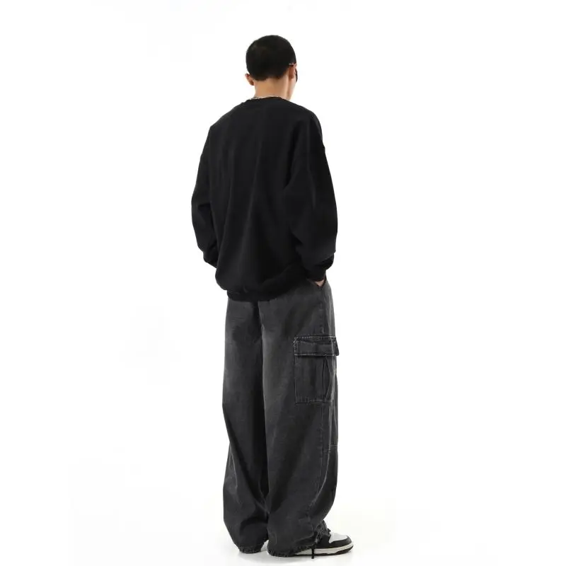 Black Baggy Cargo Jeans Trousers Men Casual Wide leg Jogging Pants Oversize Vintage Straight Loose Work Jeans Pants Soft Comfort thumbnail 5