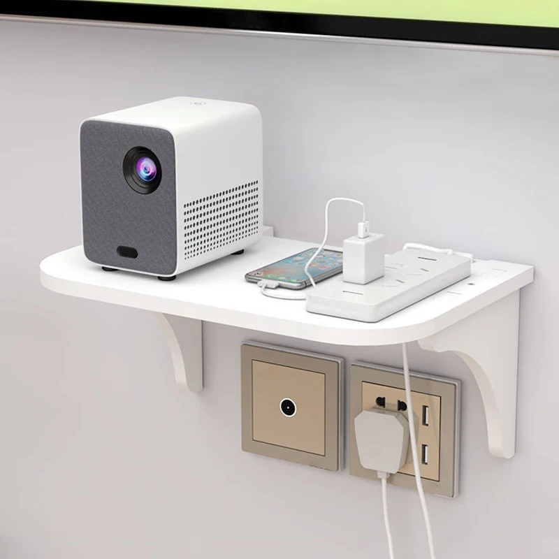 Wall Mount Floating Shelf with Hook Router Camera Power Strip Projector Set Top Box Hanging Storage Holder Home Office Organizer thumbnail 4