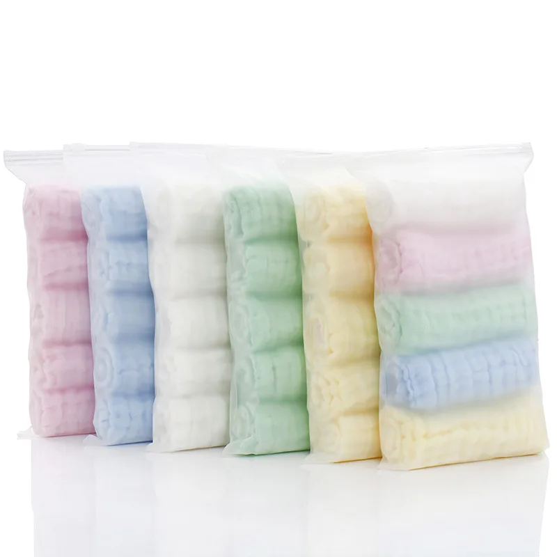 5pcs/lot Muslin 6 layers Cotton Soft Baby Towels Baby Face Towel Handkerchief Bathing Feeding Face Washcloth Wipe Burp Cloth thumbnail 4