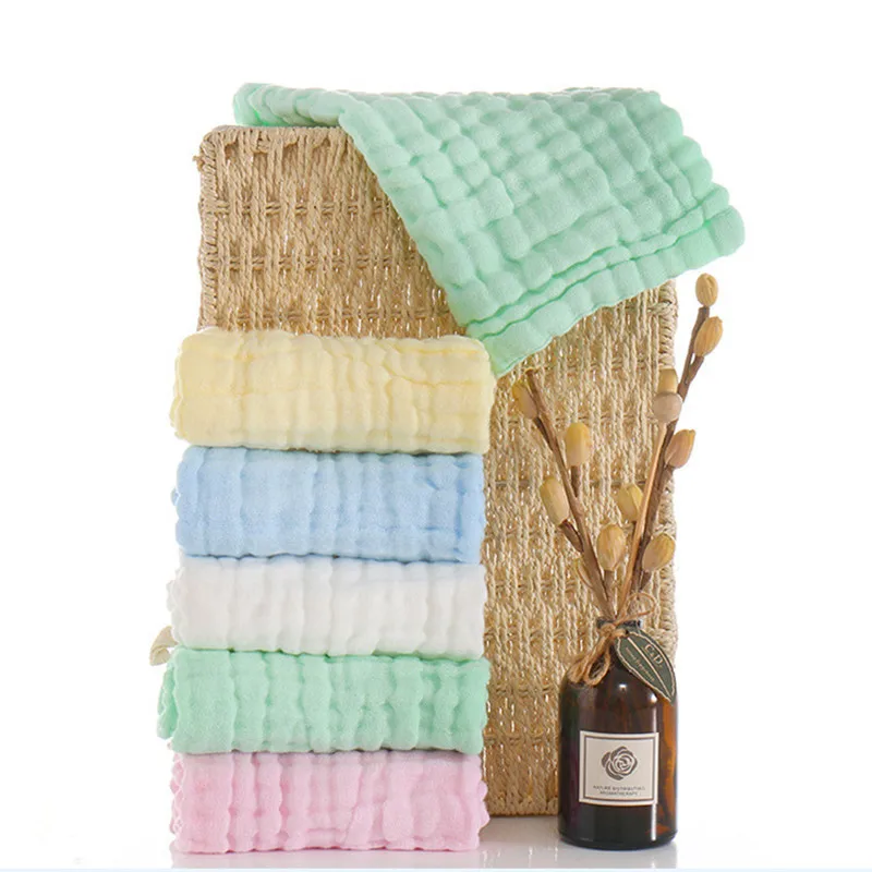 5pcs/lot Muslin 6 layers Cotton Soft Baby Towels Baby Face Towel Handkerchief Bathing Feeding Face Washcloth Wipe Burp Cloth thumbnail 5
