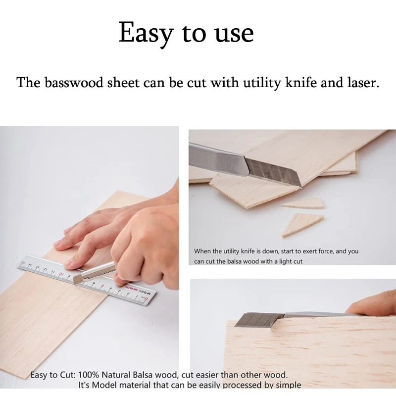 5/10pcs Balsa Wood Sheets Ply 100/200/300mm Long 100mm Wide 1-8mm Thick For Craft DIY Project Wood DIY Craft Accessories thumbnail 4