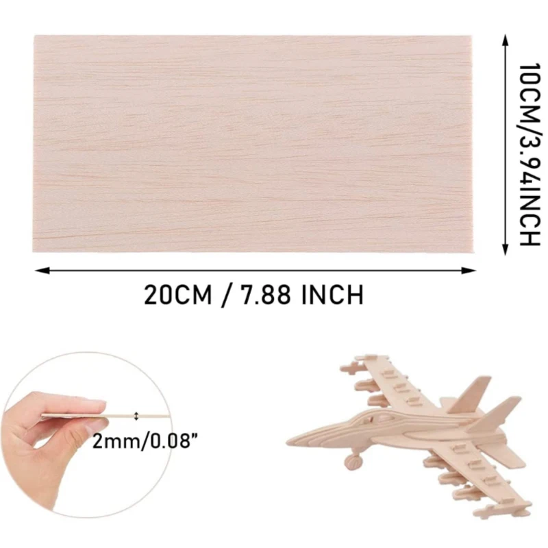 5/10pcs Balsa Wood Sheets Ply 100/200/300mm Long 100mm Wide 1-8mm Thick For Craft DIY Project Wood DIY Craft Accessories thumbnail 3