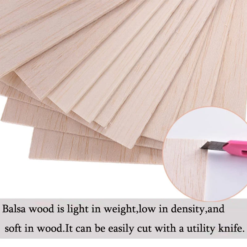 5/10pcs Balsa Wood Sheets Ply 100/200/300mm Long 100mm Wide 1-8mm Thick For Craft DIY Project Wood DIY Craft Accessories thumbnail 5