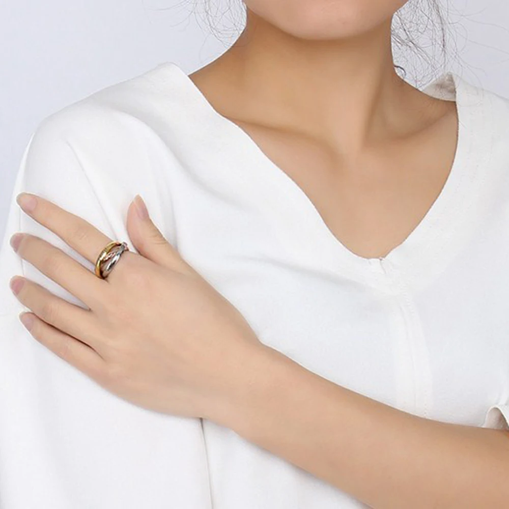 Customize Jewelry 3 Finger Ring Sets For Women Stainless Steel Wedding Engagement Ring Personalized Wholesale thumbnail 2