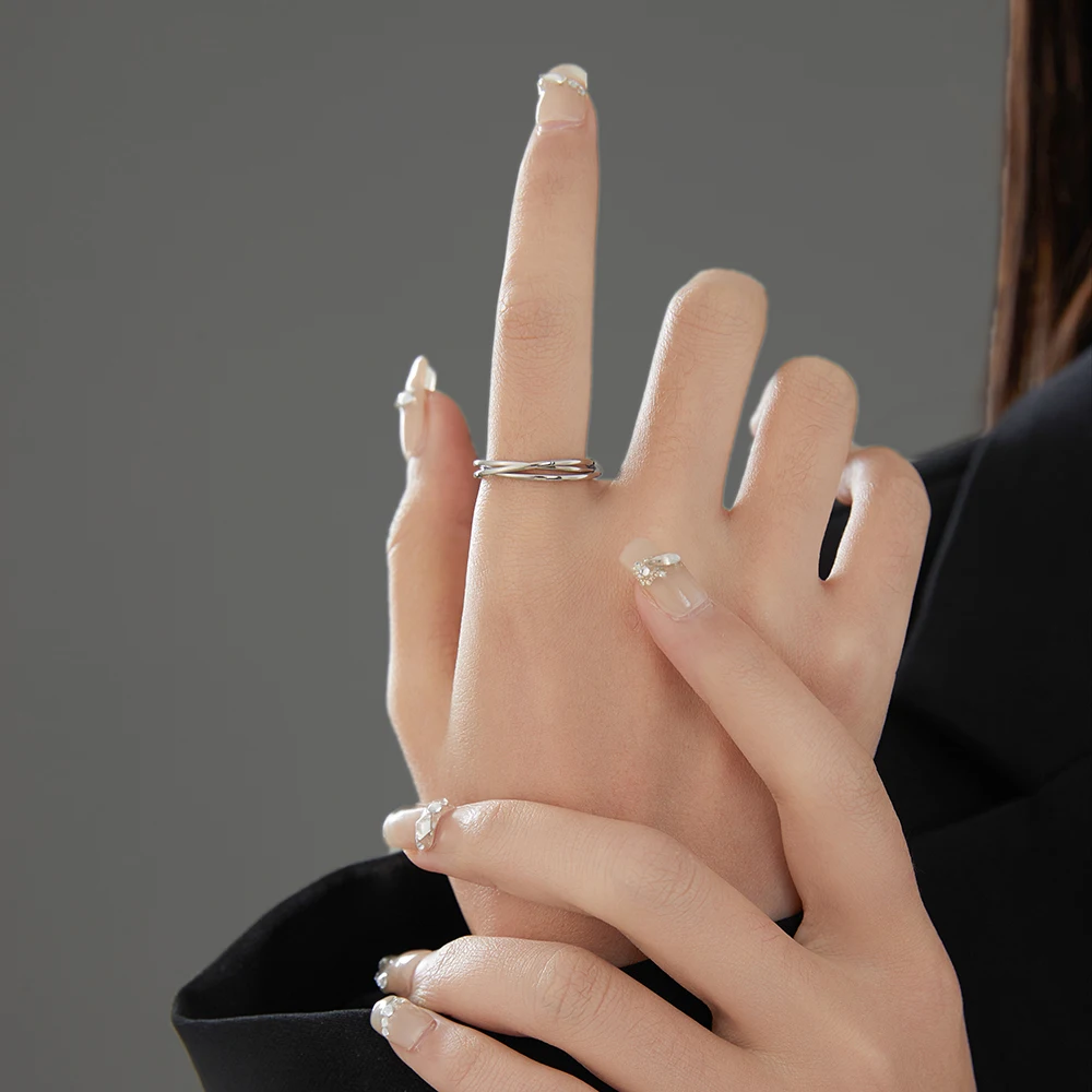 Customize Jewelry 3 Finger Ring Sets For Women Stainless Steel Wedding Engagement Ring Personalized Wholesale thumbnail 5