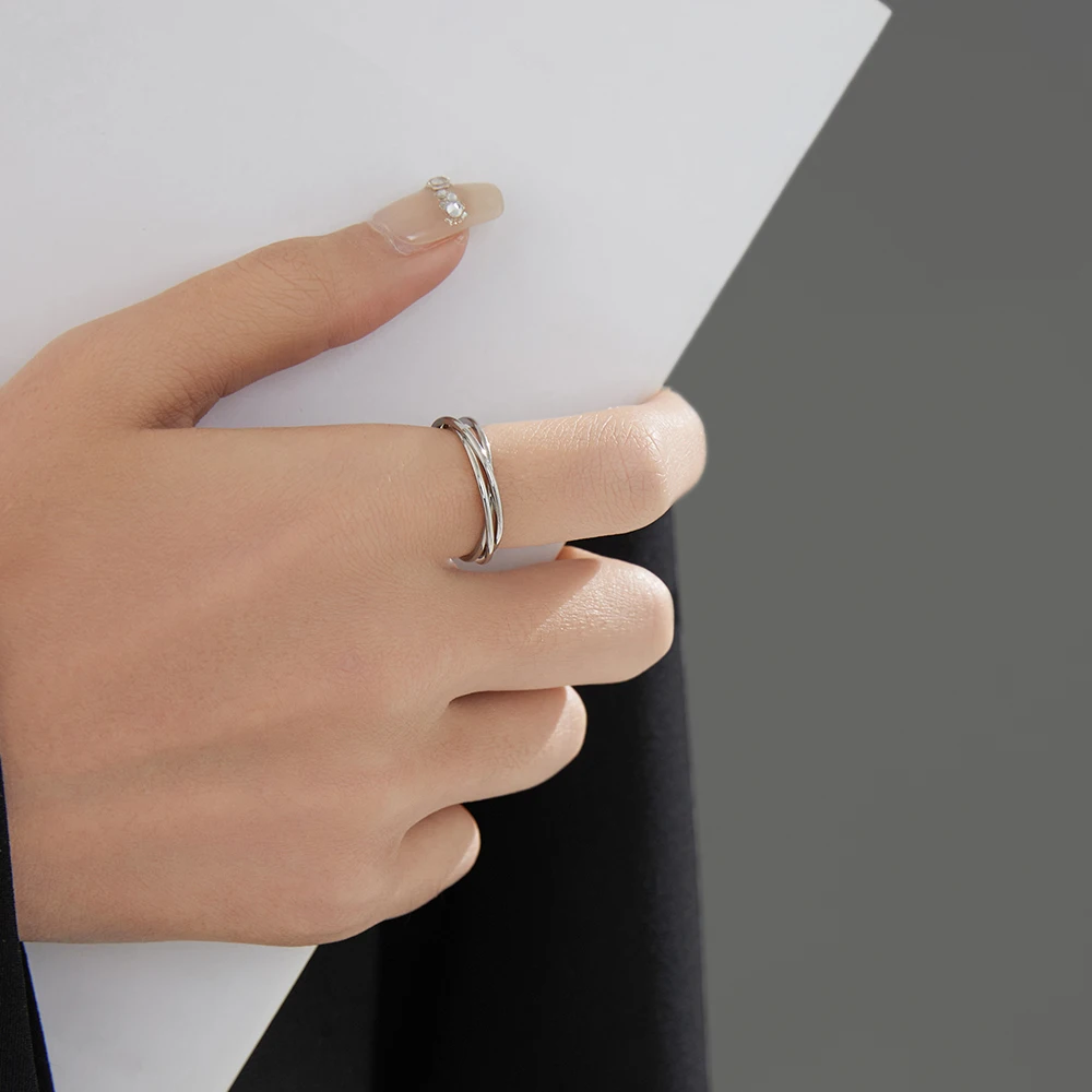 Customize Jewelry 3 Finger Ring Sets For Women Stainless Steel Wedding Engagement Ring Personalized Wholesale thumbnail 4