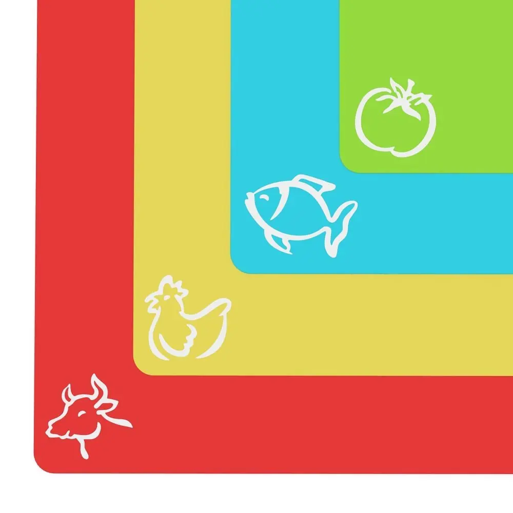 Flexible Plastic Chopping Block - Cutting Board - Cutting Mats With Food Icons Kitchen Tools (Set Of 4) 15"x 12" thumbnail 2