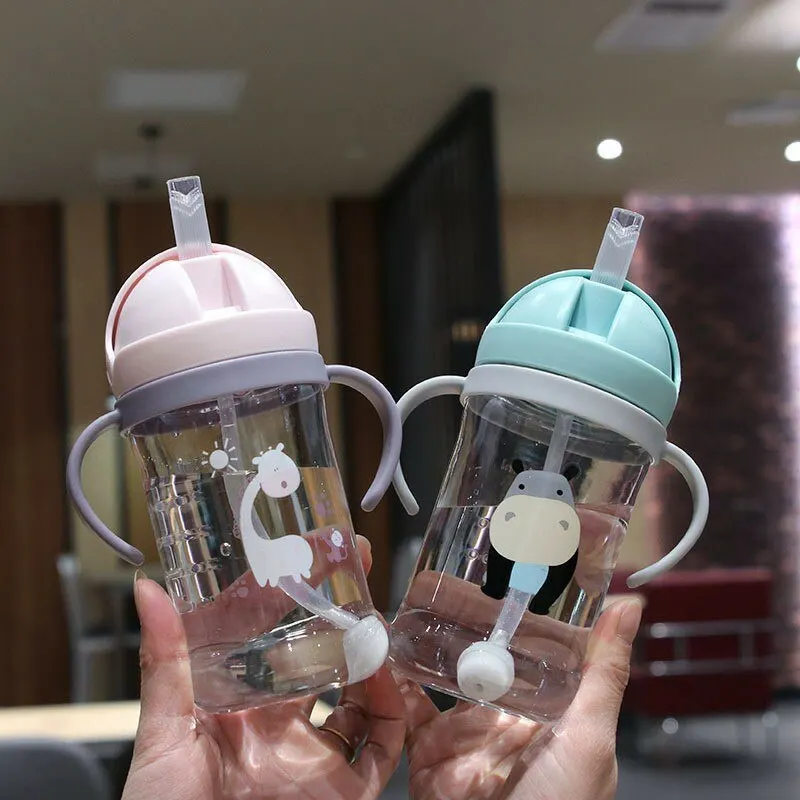350ml Kids Drinking Cup Feeding Bottle With Straw Gravity Ball Wide Caliber Bottle thumbnail 5