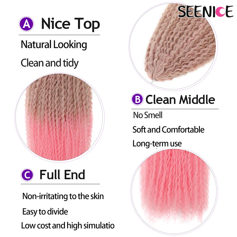 Brazilian Braids Synthetic Crochet Hair Afro Curls Braiding Hair Extensions For Women African Braided Kinky Curly Hair OmbrePink thumbnail 6