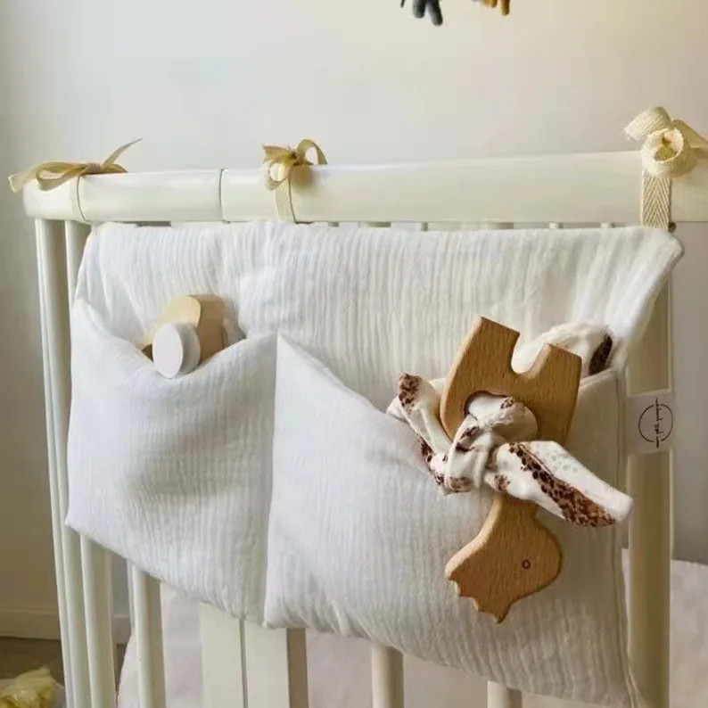 Portable Baby Crib Storage Bag Nappy Organizer Multifunctional Newborn Bed Headboard Diaper Bag for Kids Baby Items Bedding thumbnail 3