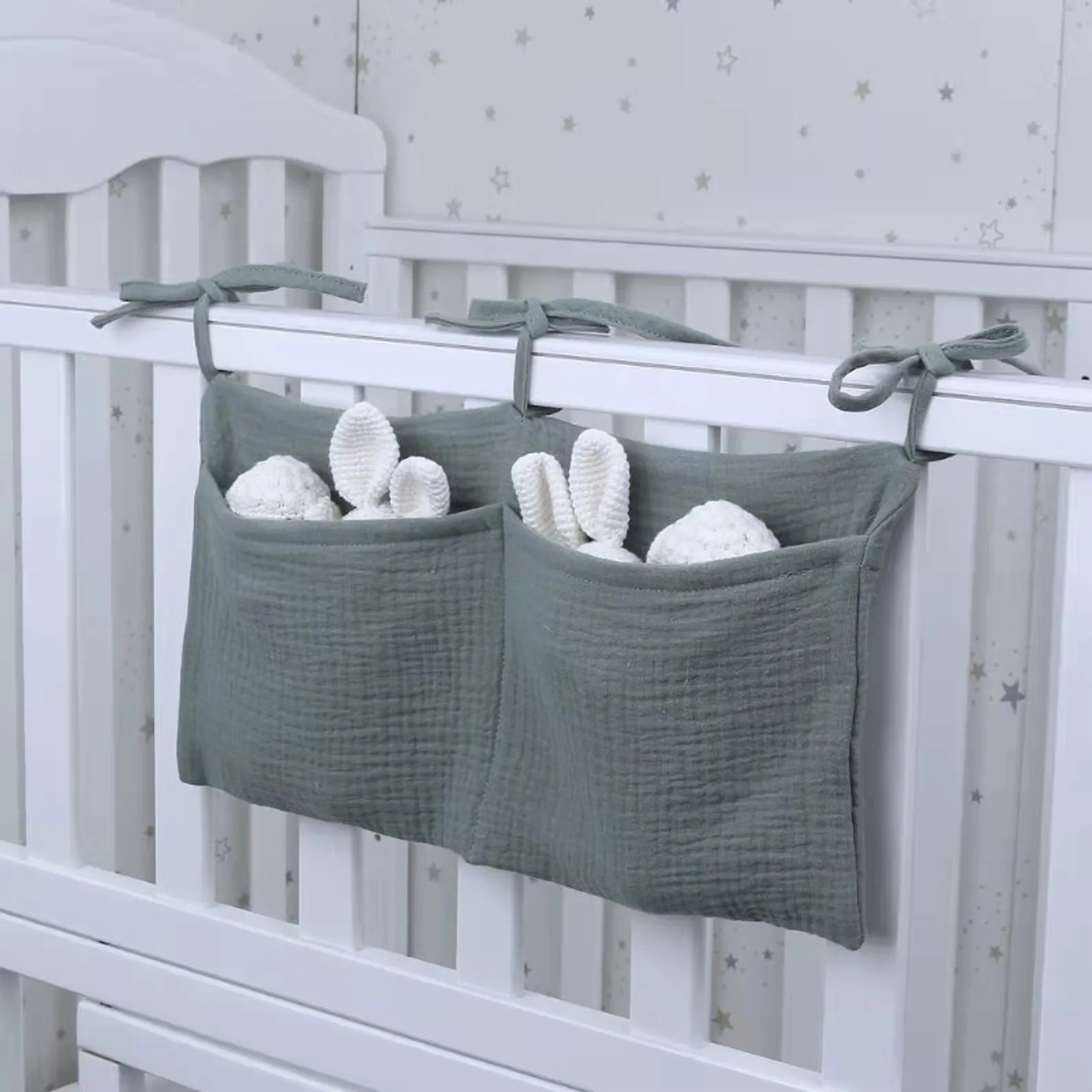 Portable Baby Crib Storage Bag Nappy Organizer Multifunctional Newborn Bed Headboard Diaper Bag for Kids Baby Items Bedding thumbnail 2
