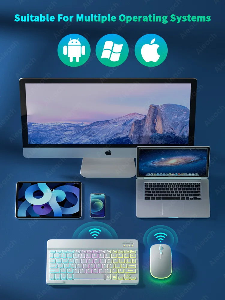 Keyboard For Phone Android iOS Windows Tablet Wireless Mouse Keyboard Bluetooth Backlit Keyboard For iPhone Samsung Xiaomi Redmi thumbnail 2
