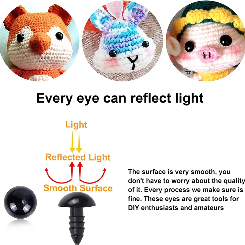 100/50PCS 5-20mm Black Plastic Safety Eyes For Toys Amigurumi Diy Kit Crafts TeddyBear Toy Eye For Doll Decoration Accessories thumbnail 3