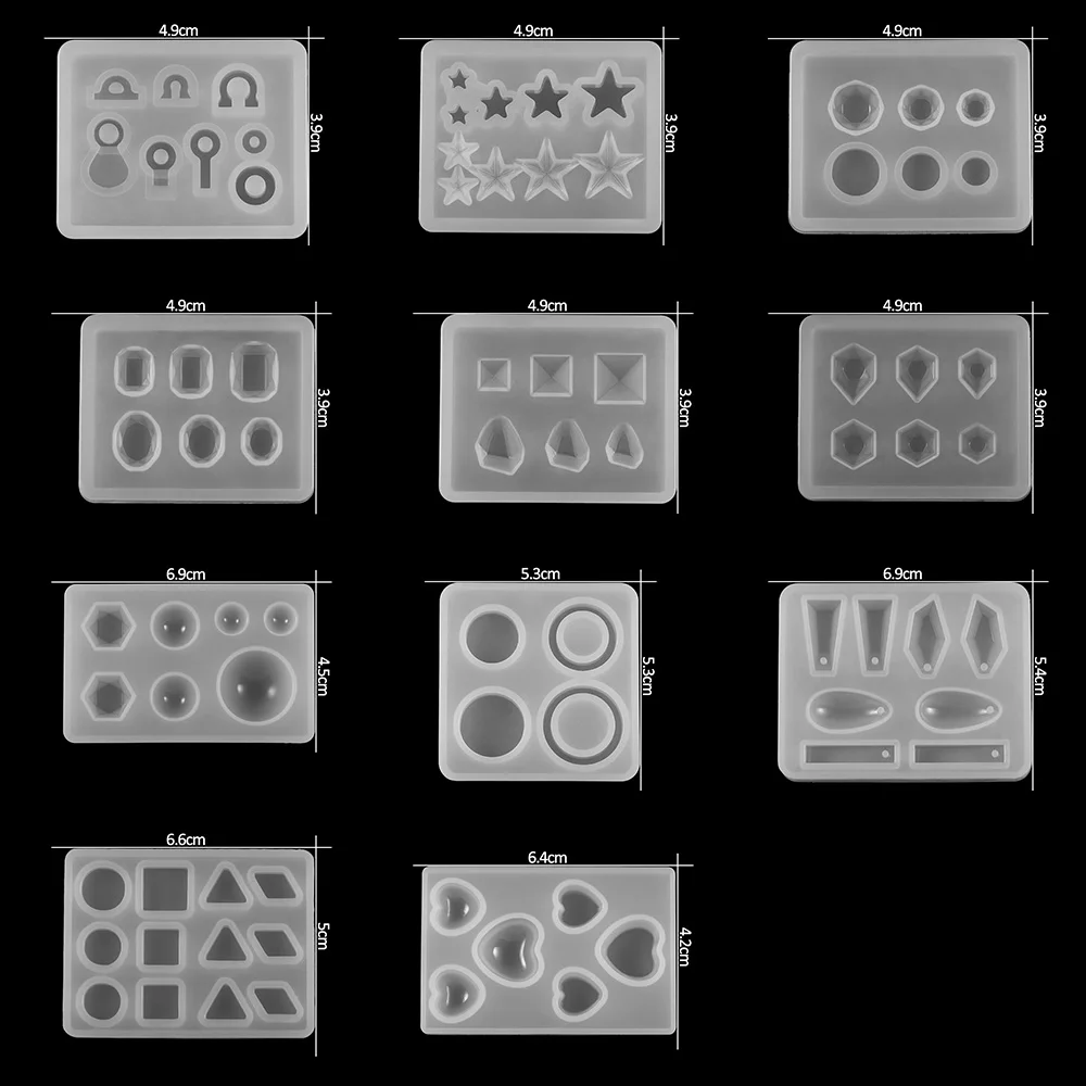 1pc Heart Round Oval Rectangle Shaped Silicone Mold Mixed Style Jewelry Epoxy Resin Mould For DIY Jewelry Making Tool Supplies thumbnail 2