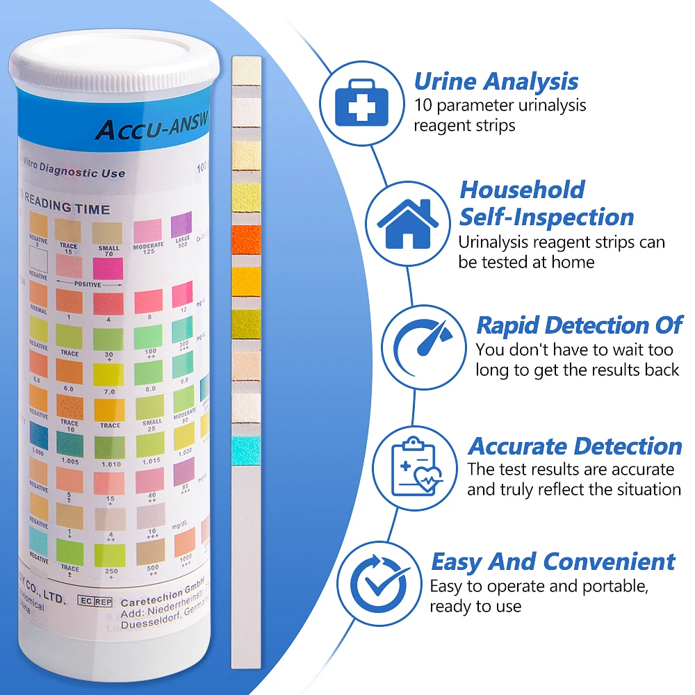 10 Parameter Urine Test Strips for Urinalysis(100pc) in Sealed Pouches. Tests for Ketosis, pH, Protein, UTI, Kidney and Liver thumbnail 3